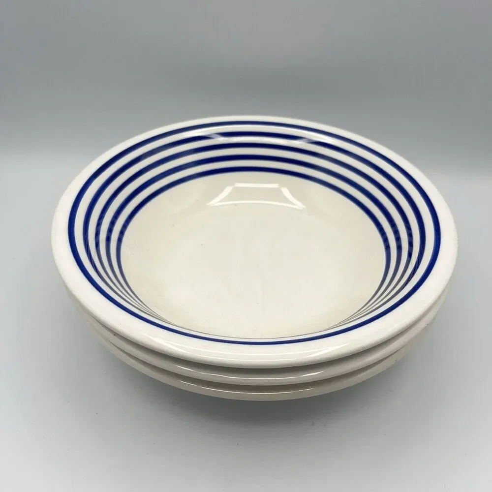 Pier 1 Blue Striped Bowls - Set of 3